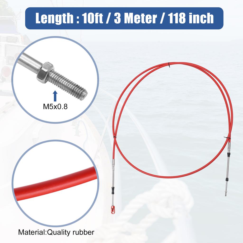 Motoforti 1-2pcs 10ft -24ft Marine Type 3300/33C Throttle Shift Remote Control Box Cable w/ Clevis for Yamaha Outboard Engine