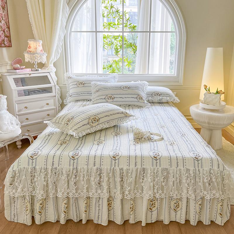 

Princess 1 Piece Lace Bed Skirt + 2 Piece Pillowcases Bedding Bedspreads Sheet Pink Lace Bedding Collection Bed designed for Girl Bed Cover Full 150x200cm 3pcs