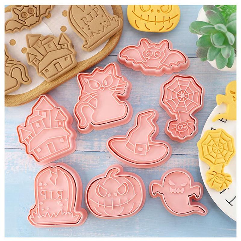 8Pcs/set Happy Halloween Bakeware Cookie Mold Biscuit Mold Ghost DIY Cartoon Press Baking Mold Halloween Party Cookie Tools Gift
