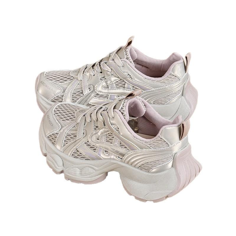 2025 new thick-soled heightening dad shoes women's versatile casual sports shoes breathable mesh shoes fashion