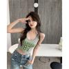 Women's Letter Print U-Neck Crop Top
