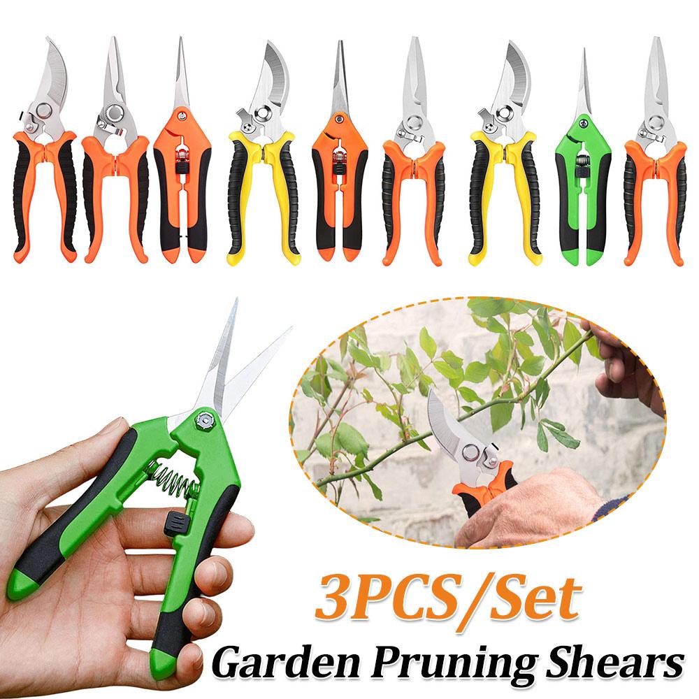 3PCS Garden Pruning Shears Set Stainless Steel Scissors Clippers Pruning Snips Shears Hand Tools for Flowers Leaves Potted Tools