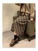 Середньодовга спідниця в клітинку з флісовою підкладкою - Зимова колекція 2025: Універсальна спідниця в стилі молочного чаю