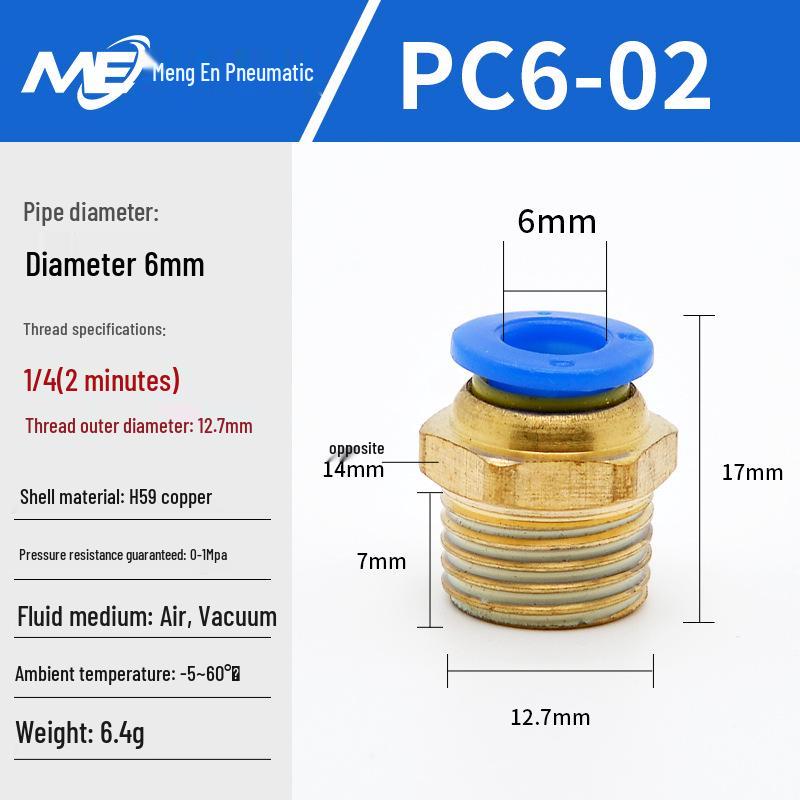 Copper Corrosion-Resistant Pneumatic Quick Connector Fitting for Air Compressors