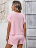 2026 Summer Women's Fashion Round Neck Patchwork Short Sleeve Shorts Casual Two-Piece Set