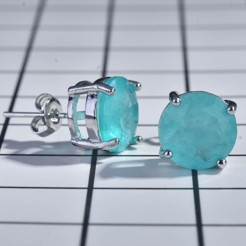 Orecchini a Bottone in Argento Sterling 925 con Pietra di Tormalina Rotonda da 10 mm per Donna Moda Festa Gioielli Regalo Anniversario