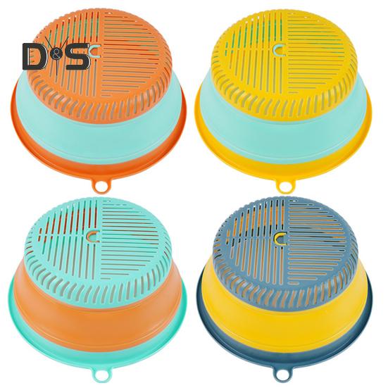 Dish Cover Ventilated Space Saving TPR Multi Functional Isolate Flies Food Cover Vegetable Washing Colander Cooking Supplies