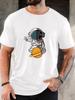 Unisex Astronaut Saturn Planet Cartoon Graphic Crew Neck Short Sleeve Oversized Loose Casual Summer Streetwear Daily Basic Soft Tee