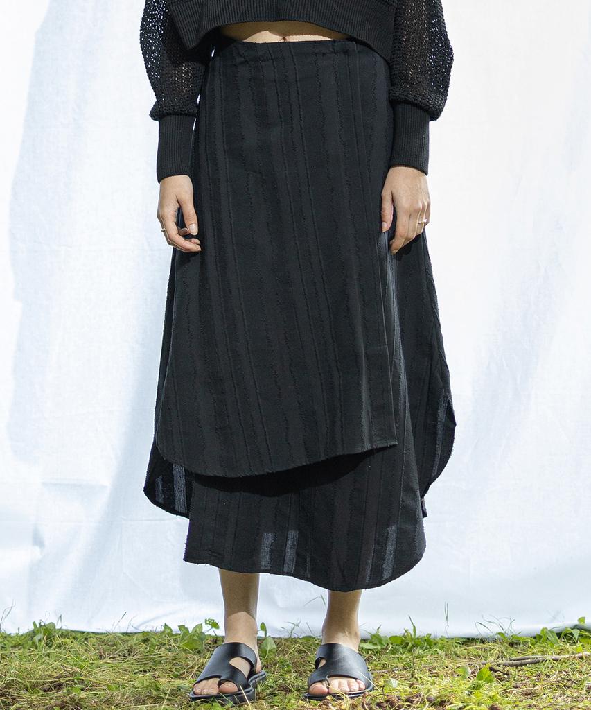 Object Museum Summer Jacquard Wrap Skirt Ouosk001-Bk