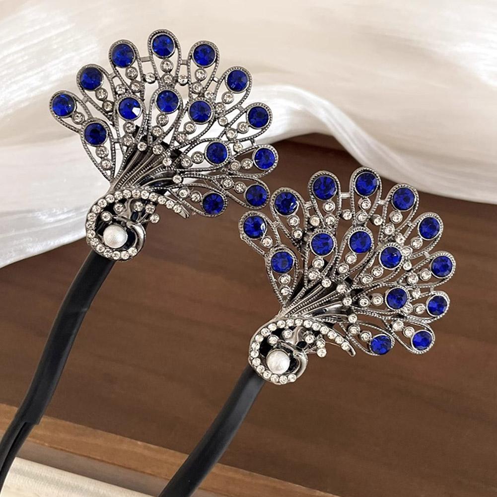Fashion Pearl Peacock High-end Headbands Updo For Women Party Meatball Head Accessories Girls H X0K8