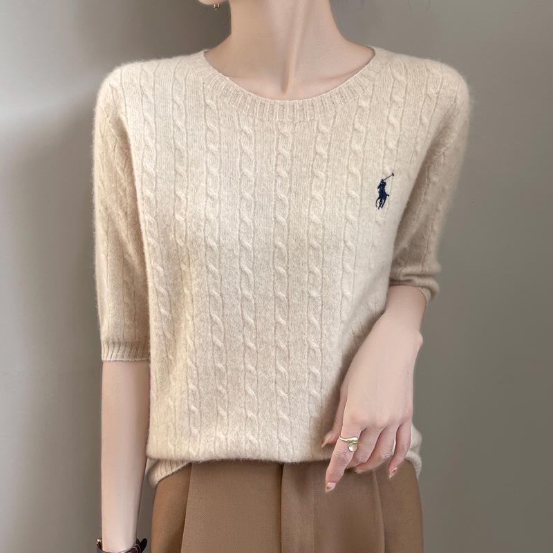 Klassischer Damen Zopfstrickpullover - Herbst Rundhals mit Figurschmeichelndem Fünf-Ärmel-Design