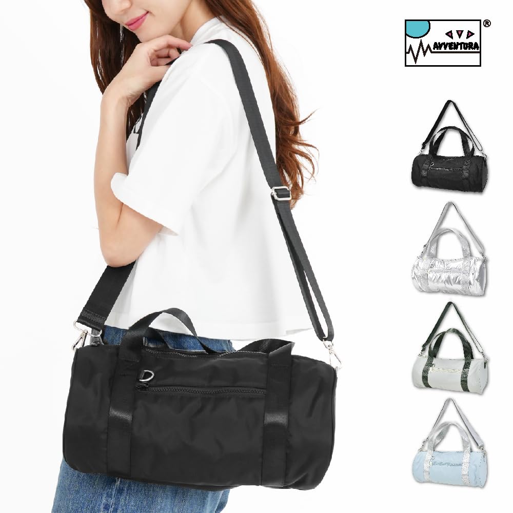 Roll Boston Bag with Shoulder Strap NSR-30725 Black