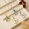 Trendy Marine Animal Dolphin Necklace Gold Copper Plated Abalone Shell Dolphin Choker Minimalist Beach Zircon for Women Gift