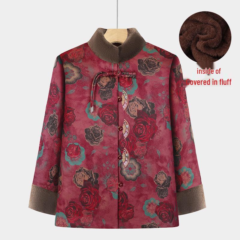 Grandma Winter New Style Chinese Tang Suit Cotton Jacket for Women with Velvet Lining