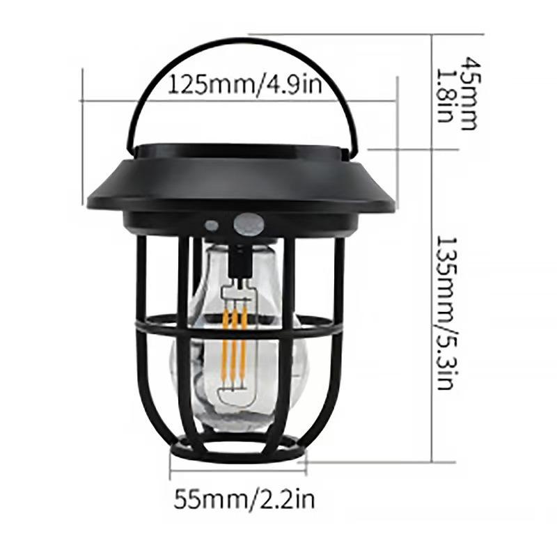 

Solar Garden Camping Outdoor Retro Lantern Rechargeable Lighting Ambient Lamp Tent Villa Garden Picnic Hiking Light Portable Human Body Detection