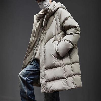 Herren Hochwertige Weiße Entendaunen Lange Winterjacke mit Kapuze - Dick und Warm