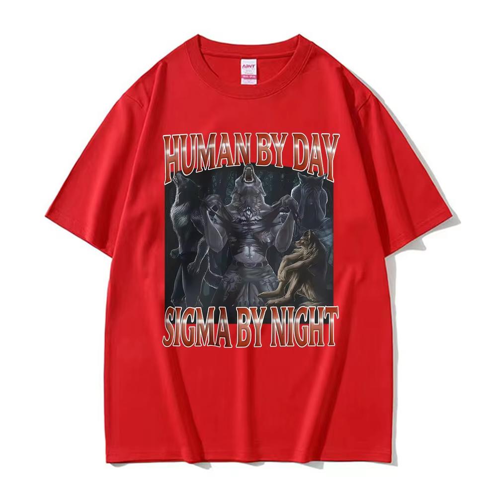 Dark Fantasy Humor Sigma Meme Werewolf Graphic T Shirt Men's Women Fashion Harajuku Gothic Clothes T Shirt Unisex Cotton T-Shirt