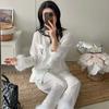 Pyjamas Damen Frühling Neu Eis Seide Neu High-End Langarm Luxus Feder Seide Frühling Loungewear Abdeckung