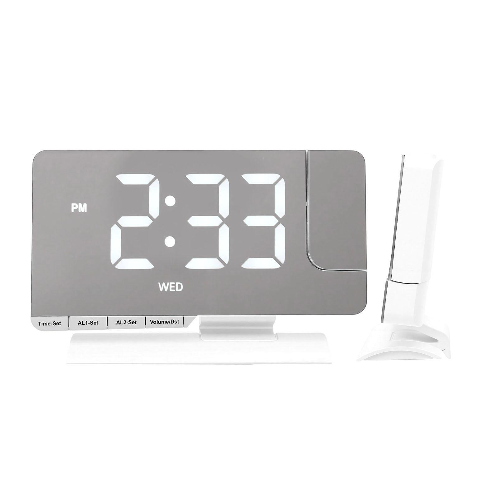 

Projection Alarm Clock Large LED Display 6 Brightness s 180 Degree Rotatable Projector Dual Alarm Digital Clock