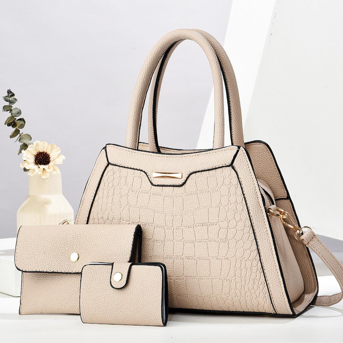 

Tote Bag For Women with Zipper PU Leather Handbags Multi-Pocket Shoulder Bags Crossbody Bag with Matching Purses Wallet білий