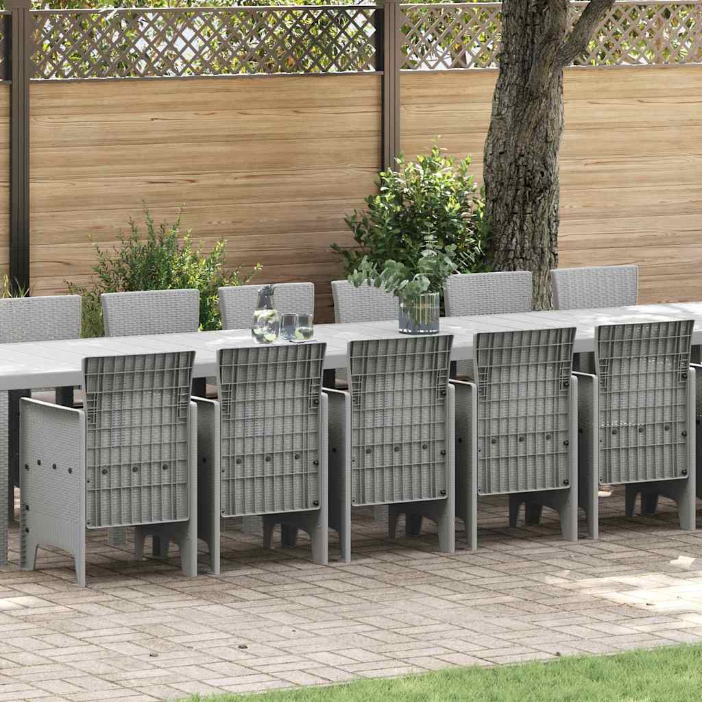 Garden Dining Set with Cushions 17 pcs Light Gray PP