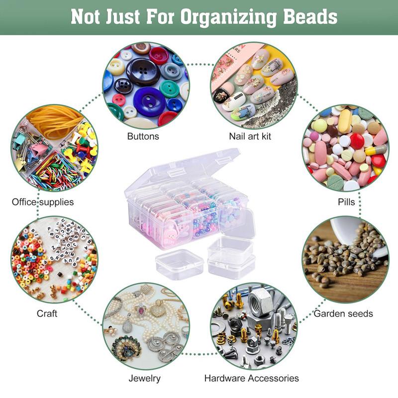 Storage Organizer Box Set 12/14/15/24/30Pcs Small Clear Plastic Bead Storage Containers For Small Items Crafts Jewelry