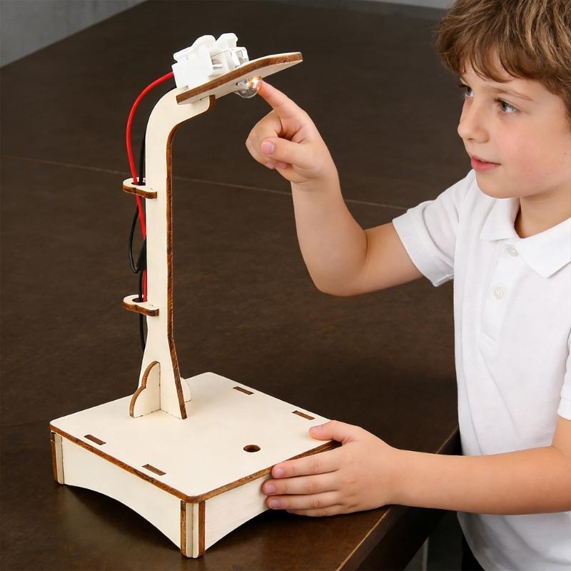 Hands On Physics Learning Set Wooden Assembly Voice Operated Desk Lamp For School And Home Encouraging Imagination