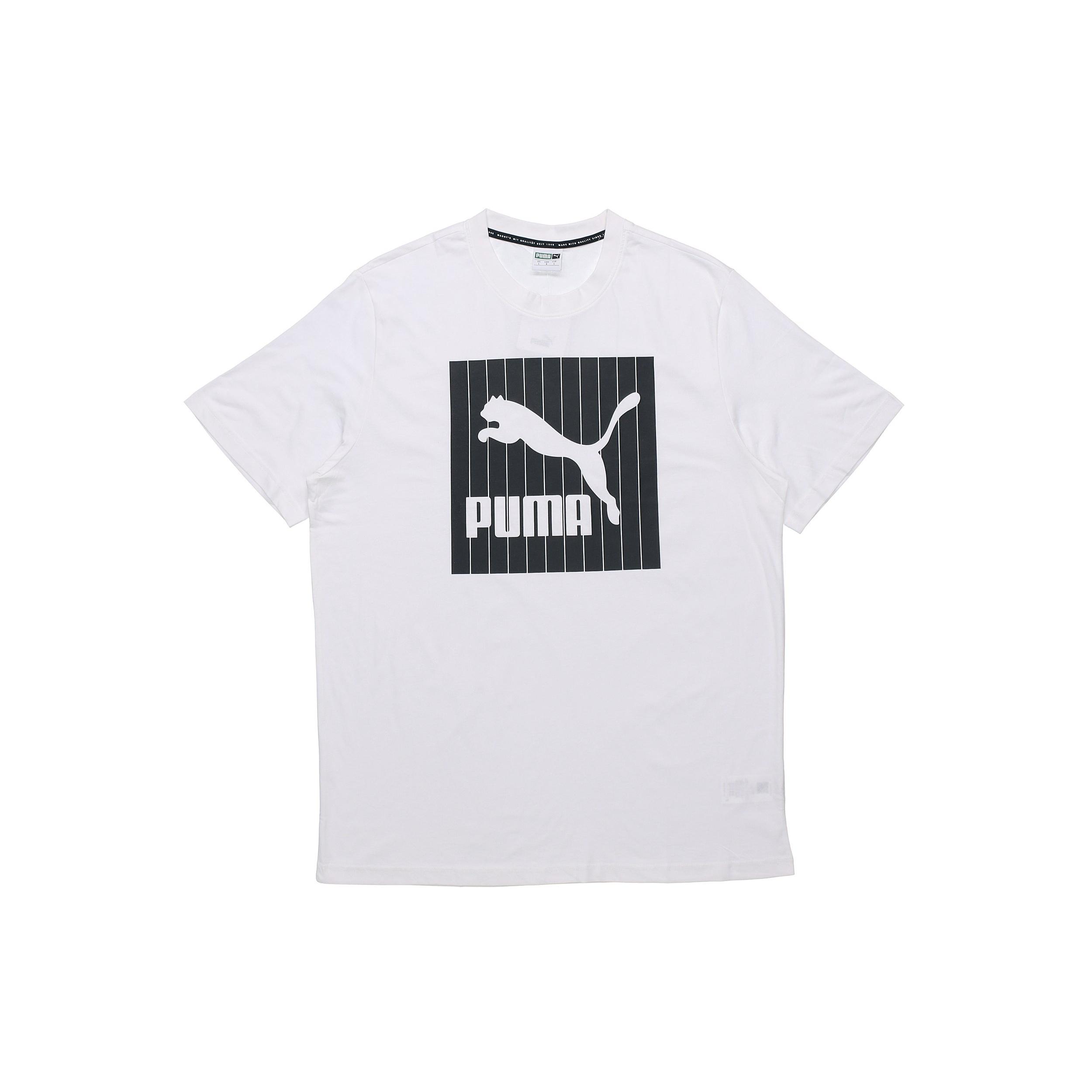 PUMA Logo Round Neck Short Sleeve White Men s 579871-02 L
