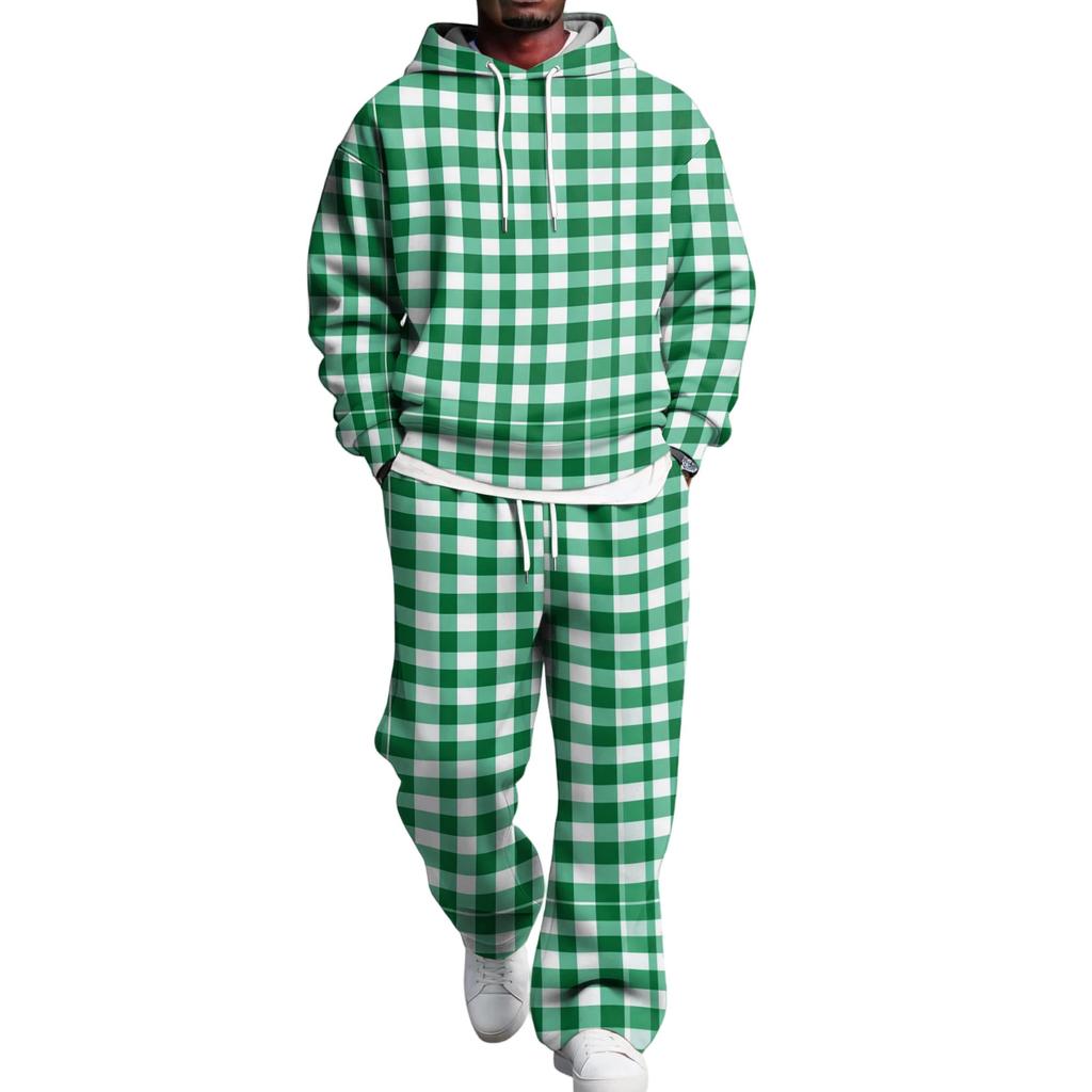 Completo con Felpa e Pantaloni da Tuta da Uomo con Vita Elastica, Outfit Casual Due Pezzi