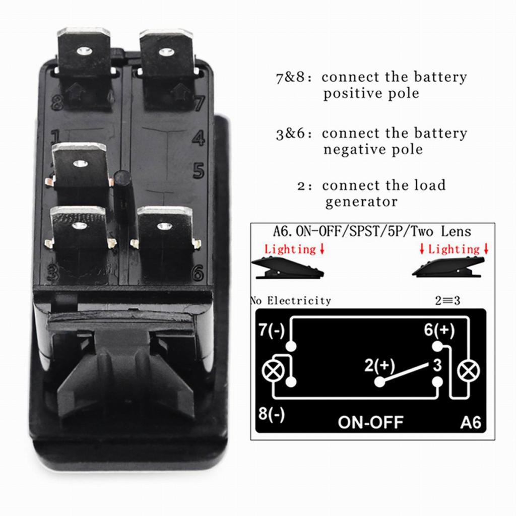 Black Sasquatch Rocker Switch 12V/24V 5Pin for RV Conversion LED