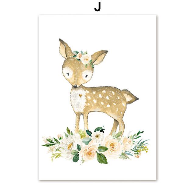 Rainbow Deer Fox Bear Posters Prints Pictures Canvas Boho Art Nursery Wall Decoration Home Paintings Baby Kids For Living Room No Frame