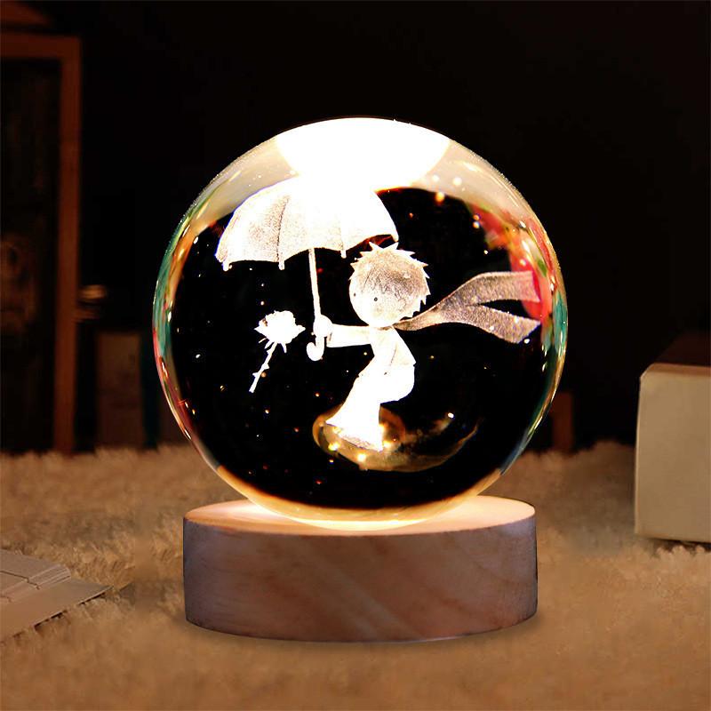 Crystal Ball Night Light With Deer Glass Material Resin Craft Gift Unique Novelty