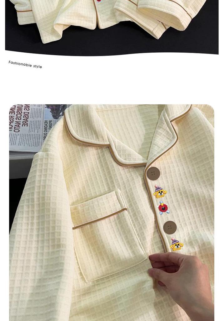 Women's Air Cotton Padded Pajamas, Long Sleeve, Autumn/Winter, Layered Thick Set, Cardigan, Korean Style, Outdoor & Homewear