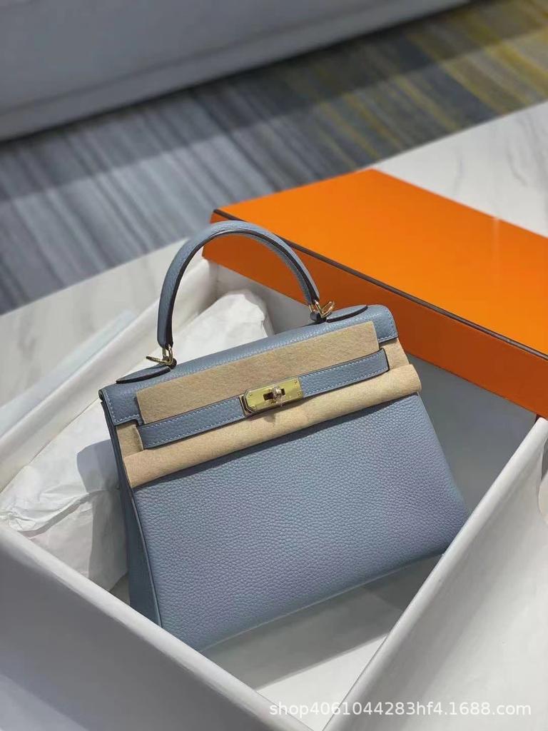 Haute couture leather KL bag 25/28cm lychee Togo top layer cowhide one-shoulder crossbody handbag for women