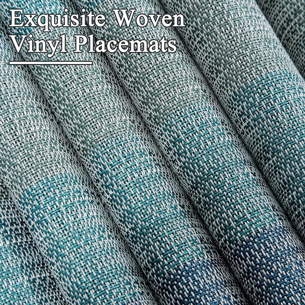 Επιτραπέζια σουπλά,Σετ ταπ από PVC,Ανθεκτικά στη θερμότητα σουπλά,Αντιλεκέ-Επιτραπέζια σουπλά για την κουζίνα,Εύκολα στο στέγνωμα (Ombre Μπλε, Σετ 4 τεμαχίων)