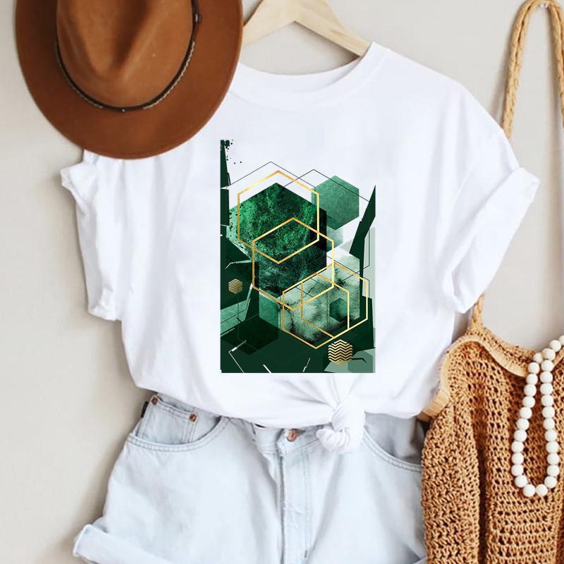 Fashion Casual Landscape Mountain Graphics Womens T-Shirt 90S Summer Blouse Loose White Short Sleeve O-Neck Female Tops Clothing