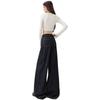 Women's Black and Gold High-Waisted Wide-Leg Denim Pants - 2025 Early Autumn Design