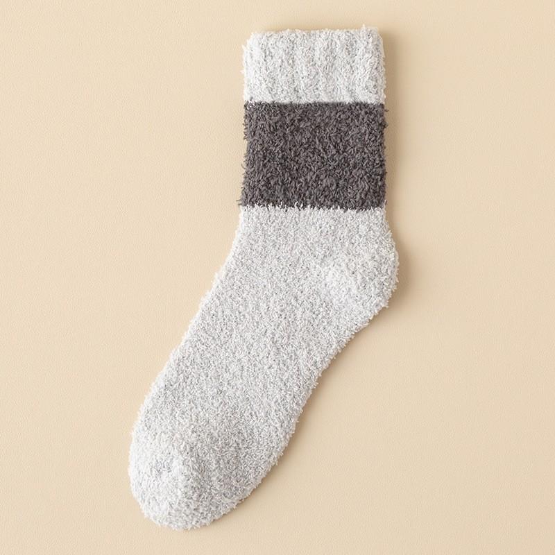 Socks Men'S Medium Tube Socks Season Fleece Thickened Warm Coral Fleece Socks Men'S Home Sleeping Floor Socks