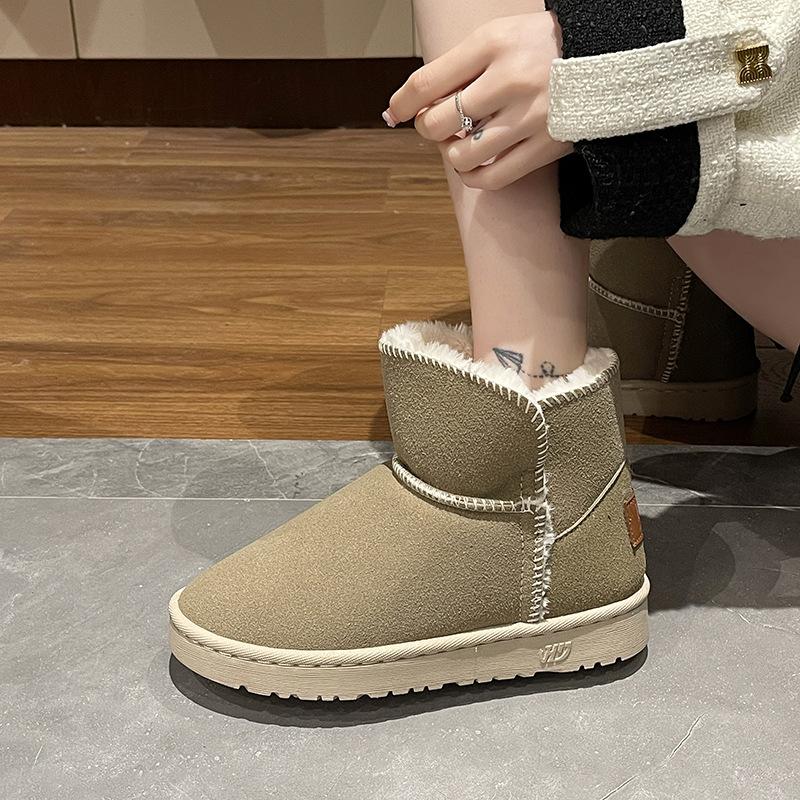 2025 Winter Velvet Matte Anti-water Snow Boots Women's Shoes Purchase the Same Mini Short Boots Bow