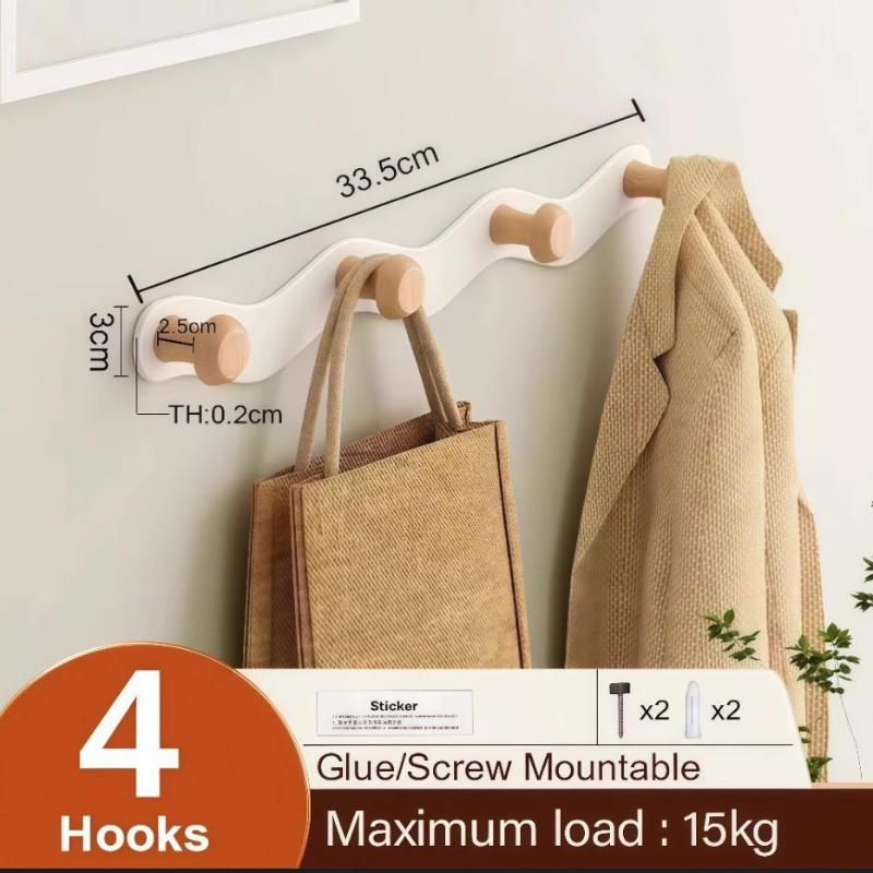 Holzhaken Badezimmer Toilette Handtuchhaken Mantelhaken Stanzfrei Türhänger