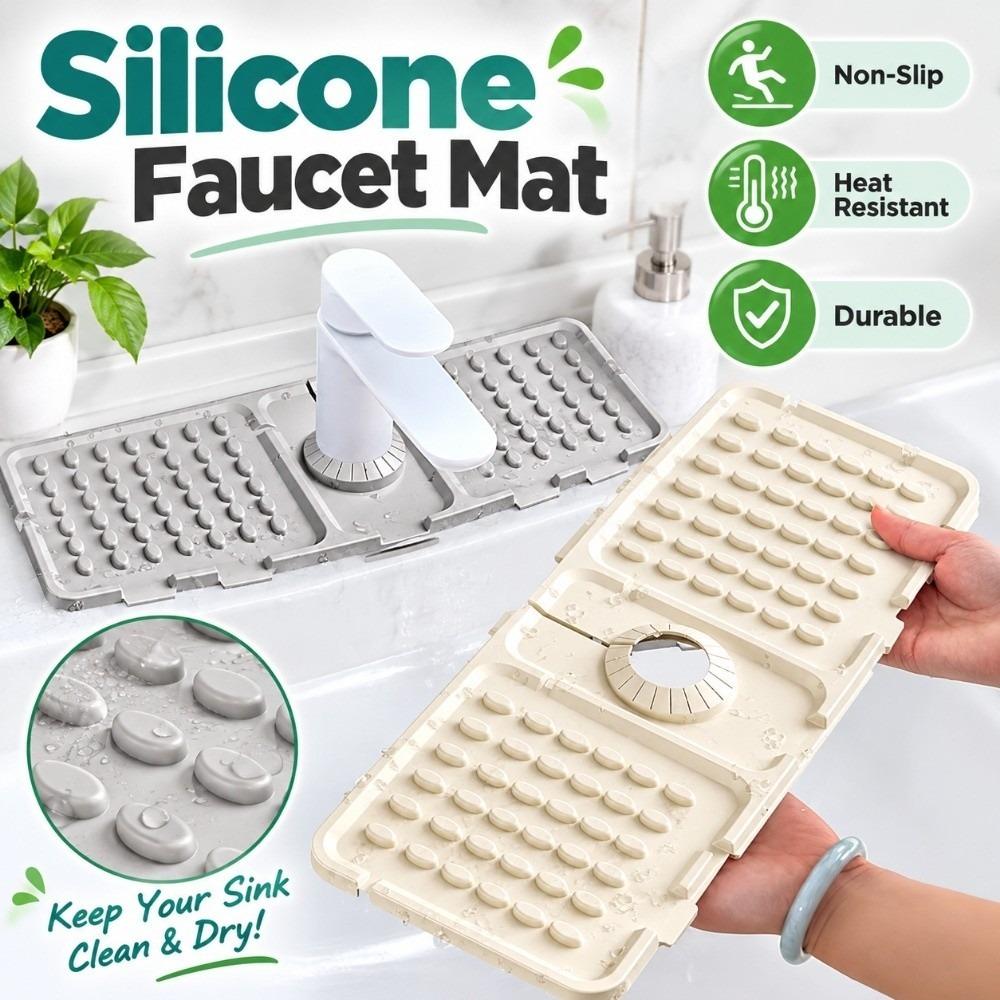 Foldable Silicone Faucet Mat Non-Slip Draining Pad Draining Mat Sink Splash Guard  Kitchen Sink