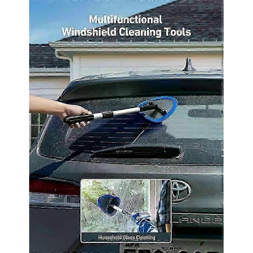 Car Windshield Cleaner, 4 Reusable Washable Microfiber Pads And Extendable Handle Car Windshield Wiper Kit WSLIHV