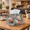 1pc Tissue Box Holder with Vintage Romantic Floral Design-Rose Flower Botanical Green Pink,Durable Polyester,Ideal for Kitchen,Living Room,Bedroom,Bat