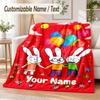 Simon Super Rabbit Custom Name Flannel Throw Blanket Soft Warm for Sofa Bed Indoor Home Use