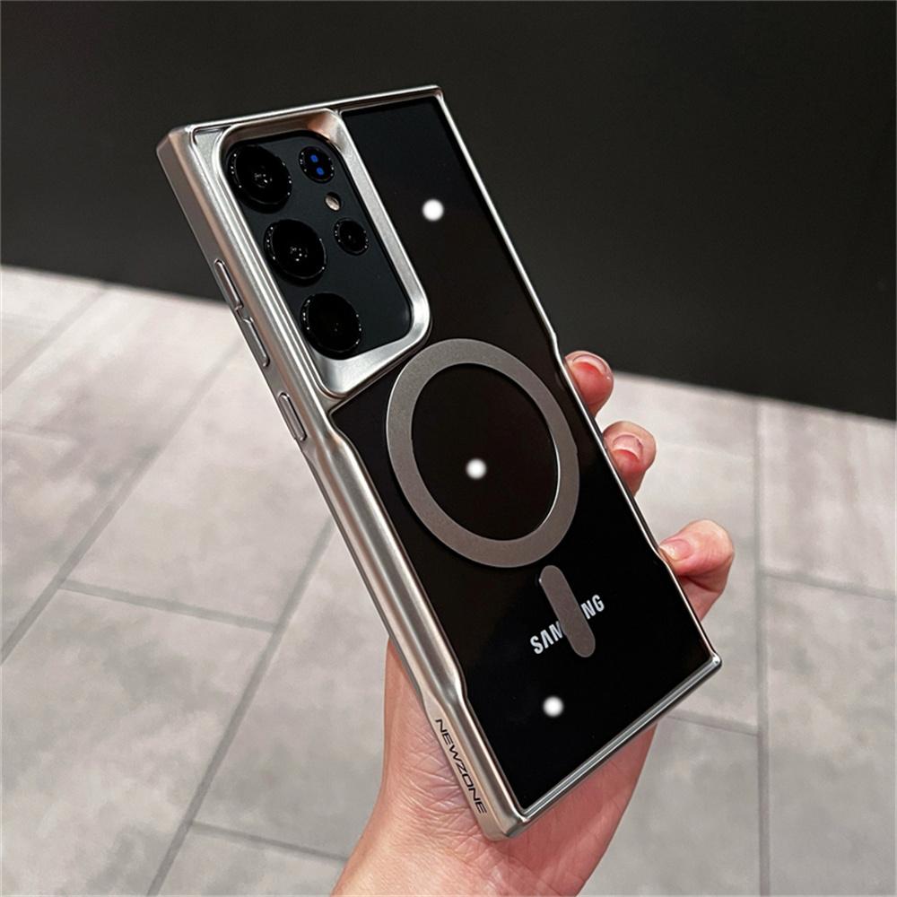 Luxury For Magsafe Transparent Magnetic Phone Case For Samsung S25 S24 Plus S23 S22 Ultra 5G Wireless Charging Shockproof Cover