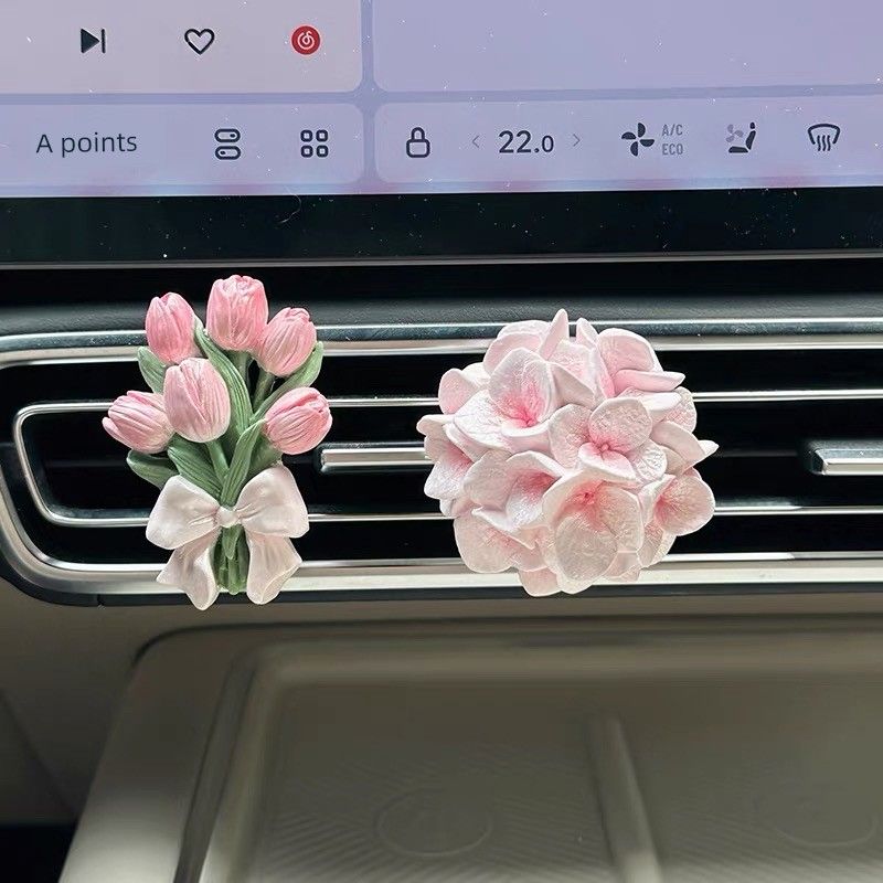 Aromatherapy Car Interior Tulip Hydrangea Car Air Conditioning Vent Decoration Flower Diffuser Stone Goddess Fragrance Premium