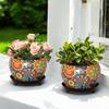 5 Inches, Lily Designer Metal Plant Pot with Saucer Plate | Indoor Outdoor Home Decor Item for Garden Plants Flower, Balcony, Patio, Living Room,