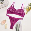 Sexy Perspective Lingerie Lace Bra Bikini Pajamas Underwear Three-point Split Bra Briefs Set