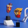 Abstract Human Face Colorful Distorted Statue Suitable For Cafe Shop Home Ornaments Resin Crafts