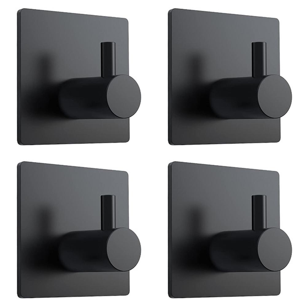 

4Pcs 304 Stainless Steel Adhesive Wall Organizer Hook No Drilling Cylinder Bathroom Towel Hanger Black